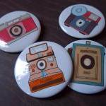 Retro Camera 4 Pack - 2 1/4 Inch Buttons