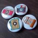 Retro Camera 4 Pack - 1 1/4 Inch Buttons