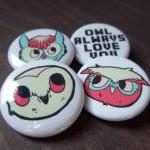 Backyard Owls 4 Button Pack - 1 1/4 Inch Pinback..