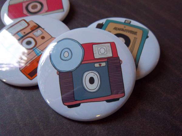 Retro Camera 4 Pack - 2 1/4 Inch Buttons