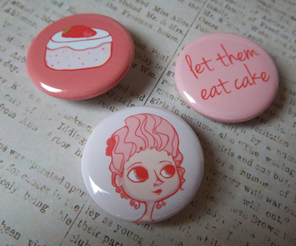 Marie Antoinette Pin 3 Pack - 1 1/4 Inch Buttons